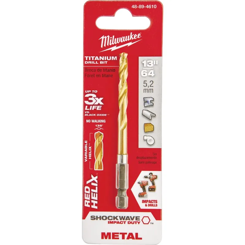 Shockwave Impact-Duty Titanium Drill Bit, 13/64 In.