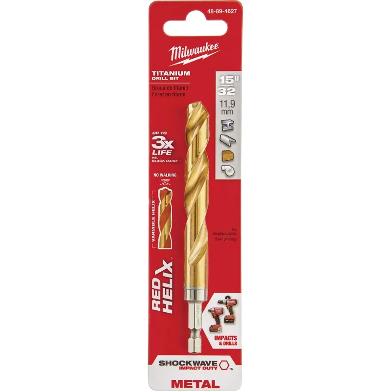 Shockwave Impact Duty 15/32 In. Titanium Hex Shank Drill Bit 5 In. Length