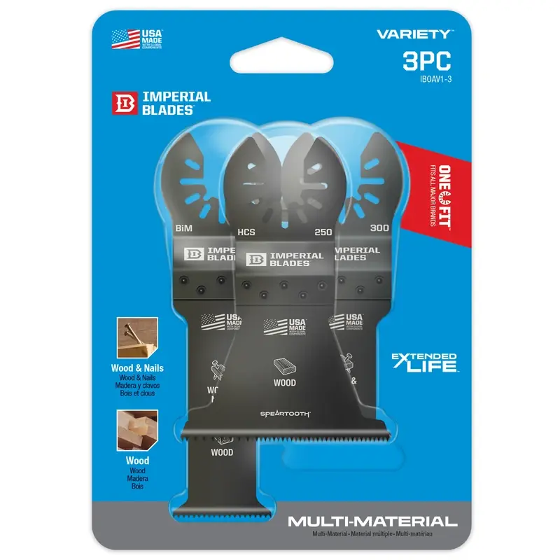 Imperial Blades One Fit High Carbon Steel Variety Pack Oscillating Saw Blade 3 PK
