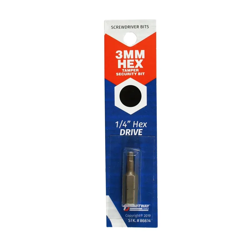 Hex 3 Mm X 1 In. L Tamper-proof Security Bit Carbon Steel 1 Pc