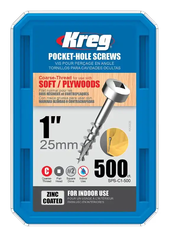 Kreg No. 6 X 1 In. L Square Zinc-Plated Coarse Pocket-Hole Screw 500 Pk