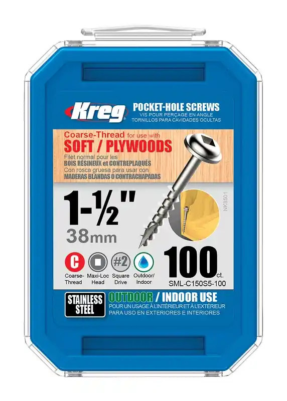 Kreg No. 8 X 1-1/2 In. L Square Coarse Pocket-Hole Screw 100 Pk