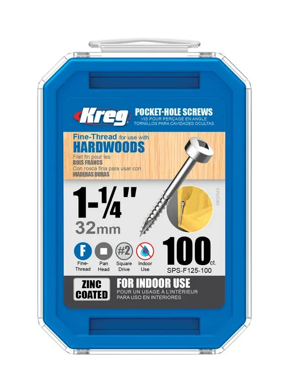 Kreg No. 6 X 1-1/4 In. L Square Zinc-Plated Fine Pocket-Hole Screw 100 Pk