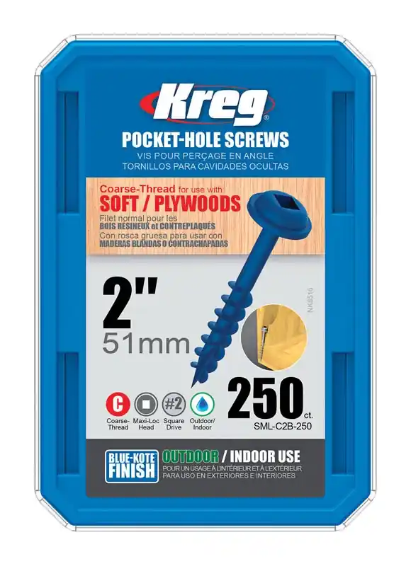 Kreg No. 8 X 2 In. L Square Blue-Kote Coarse Pocket-Hole Screw 250 Pk