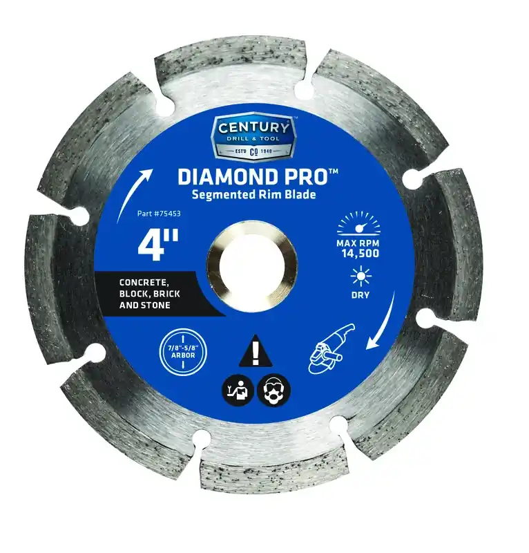 Century Drill & Tool 4 In. D X 7/8 In. Diamond Segmented Rim Diamond Saw Blade 1 Pk