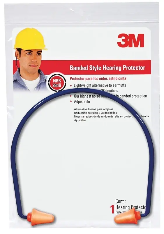 3M 28 DB PVC Hearing Protector Banded Ear Plugs Blue/Orange 1 Pk