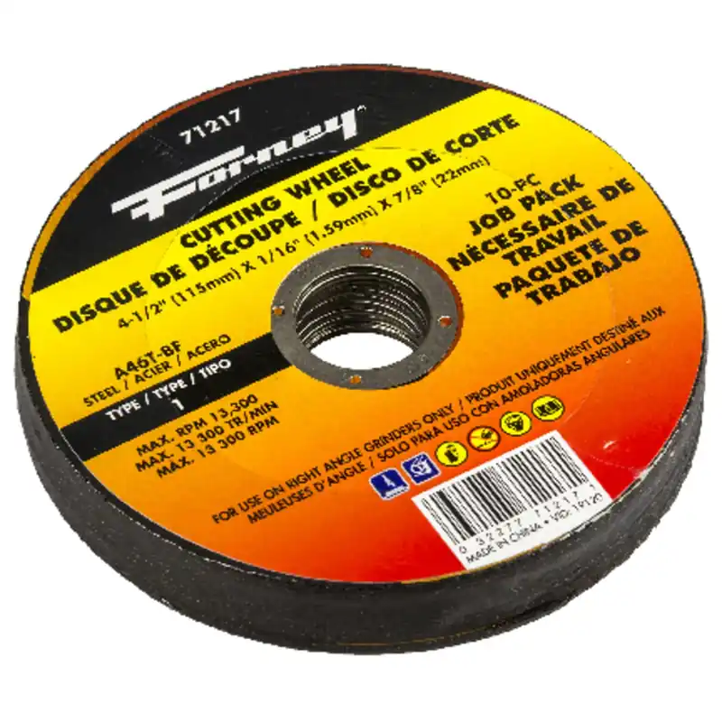 Forney 4-1/2 In. D X 7/8 In. X 1/16 In. Thick Aluminum Oxide Metal Cutting Wheel 10 Pk