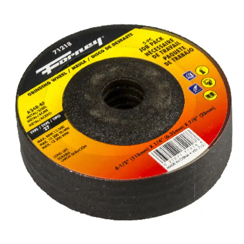 Forney 4-1/2 In. D X 7/8 In. In. X 1/4 In. Thick Grinding Wheel 5 Pk