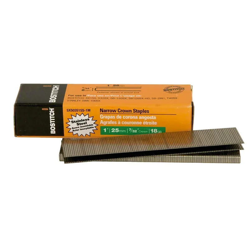 Stanley Bostitch 7/32 In. W X 1 In. L Stainless Steel Finish Staples 18 Ga. 1000 Pk
