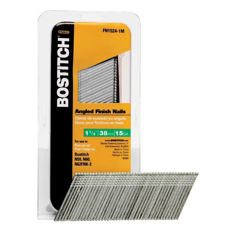 Bostitch 1-1/2 In. L X 15 Ga. Angled Strip Coated Finish Nails 1,000 Pk