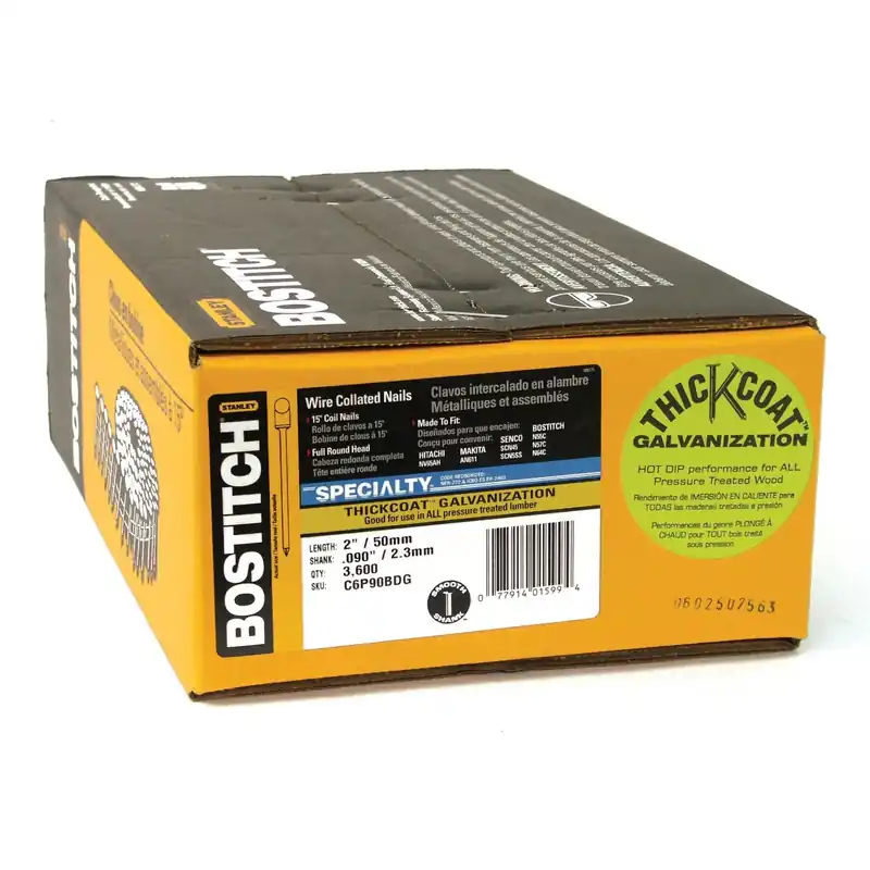 Bostitch 2 In. L X 11 Ga. Angled Coil Galvanized Siding Nails 15 Deg 3600 Pk