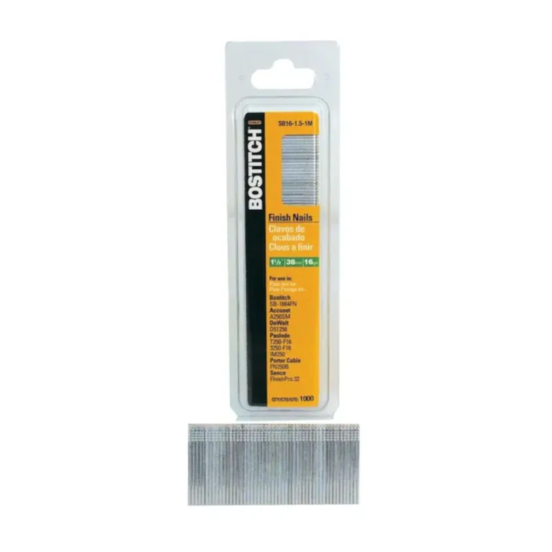 Bostitch 1-1/2 In. L X 16 Ga. Straight Strip Coated Finish Nails 1,000 Pk