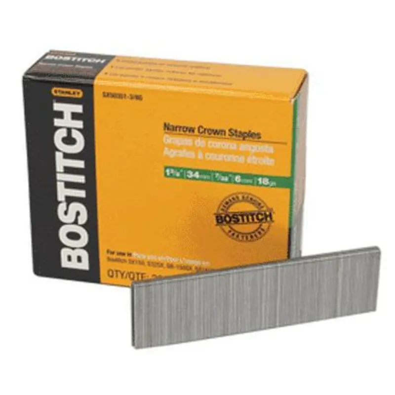 Bostitch 7/32 In. W X 1-3/8 In. L Stainless Steel Finish Staples 18 Ga. 1000 Pk