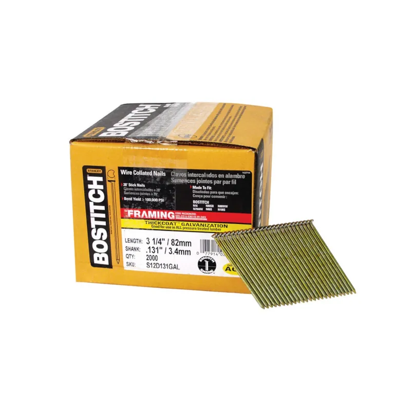 Bostitch 3-1/4 In. L X 10 Ga. Angled Strip Hot-Dip Galvanized Framing Nails 28 Deg 2,000 Pk