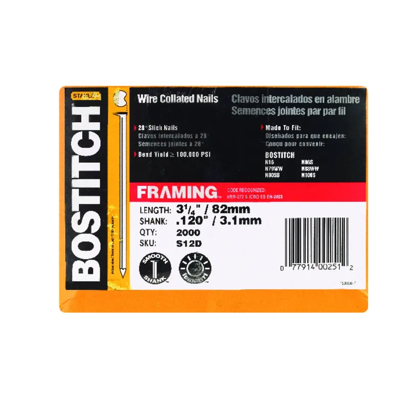 Bostitch 3-1/4 In. L Angled Strip Coated Stick Nails 28 Deg 2000 Pk
