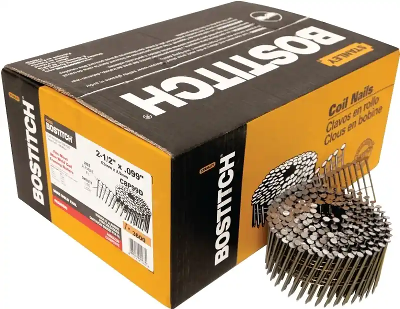 Bostitch 2-1/2 In. L Angled Coil Coated Framing Nails 15 Deg 3600 Pk