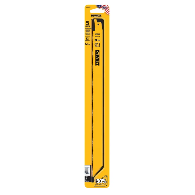 DeWalt 12 In. Bi-Metal Reciprocating Saw Blade 14 TPI 5 Pk