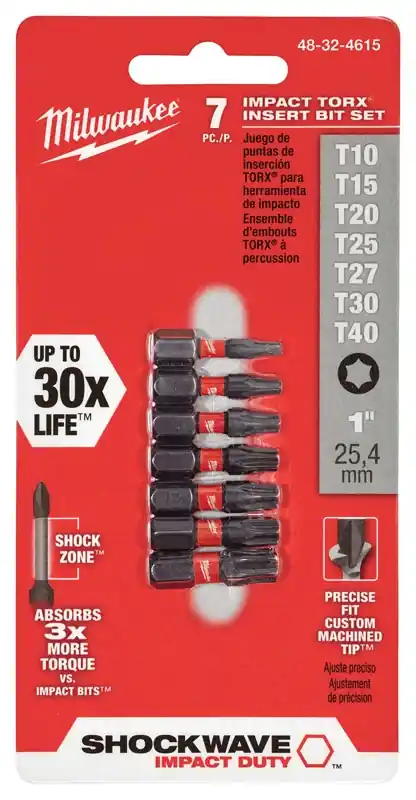 7-Pc. Shockwave Torx Insert Bit Set, 1 In.