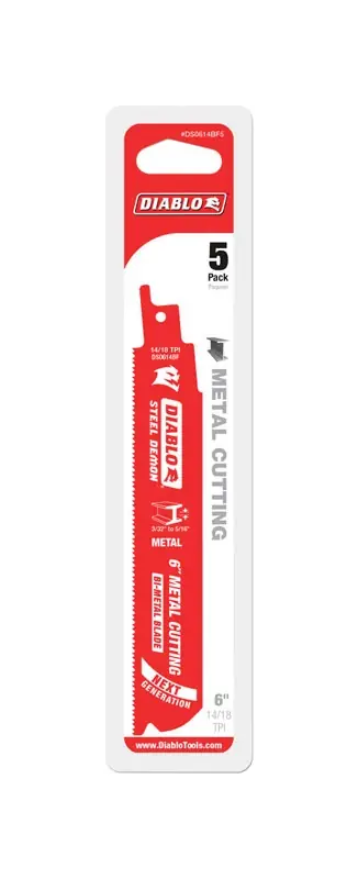 Diablo 6 In. Bi-Metal Medium Metal Reciprocating Saw Blade 14/18 TPI 5 Pk