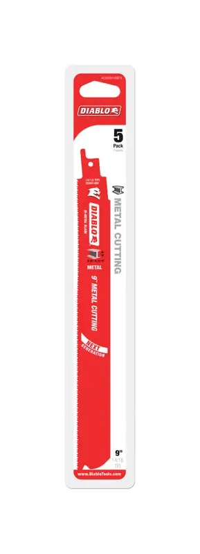 Diablo 9 In. Bi-Metal Medium Metal Reciprocating Saw Blade 14/18 TPI 5 Pk