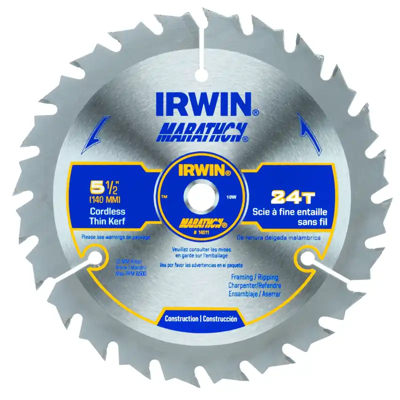Irwin Marathon 5-1/2 In. D X 10 Mm Carbide Circular Saw Blade 24 Teeth 1 Pk