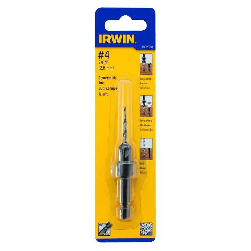 4 Countersink Wood Drill Bit, Tapered, 1/4-In. Quick-Change Shank