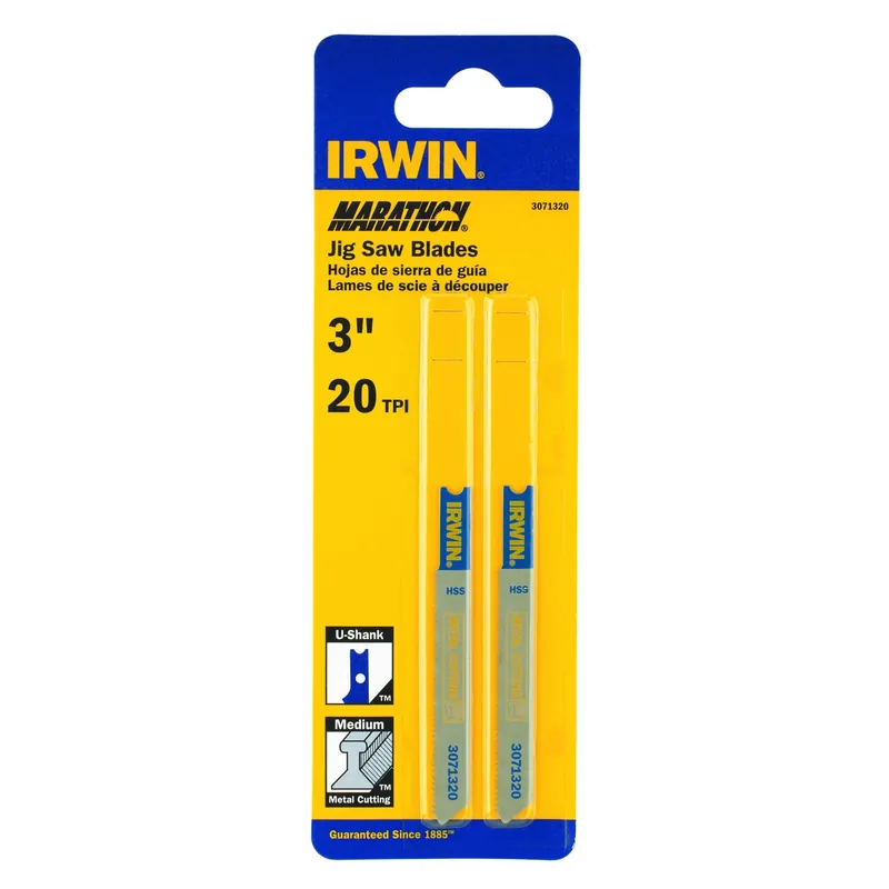 Irwin Marathon 3-1/4 In. Bi-Metal U-Shank Jig Saw Blade 20 TPI 2 Pk