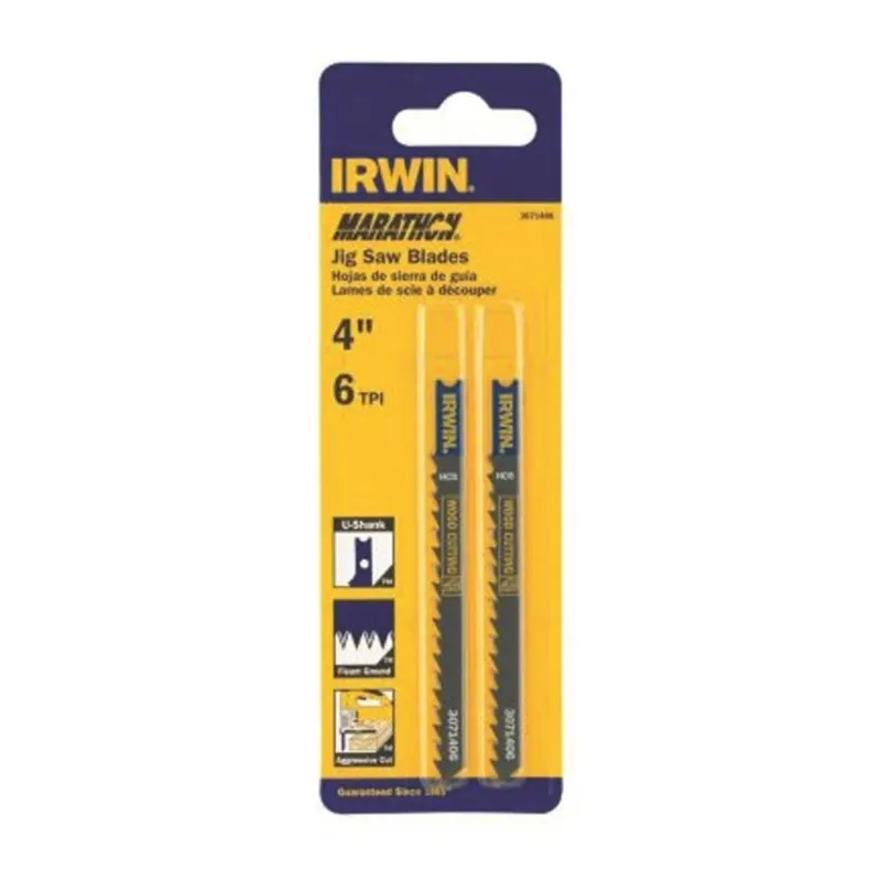 Irwin Marathon 4 In. Carbon Steel U-Shank Jig Saw Blade 6 TPI 2 Pk
