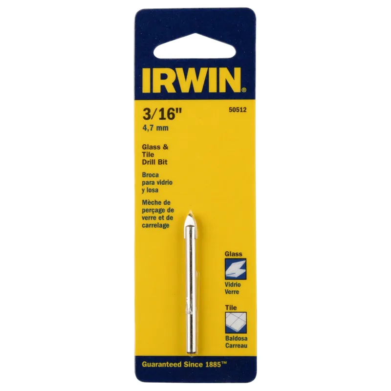 Irwin 3/16 In. X 2.25 In. L Carbide Tipped Glass/Tile Drill Bit Straight Shank 1 Pk