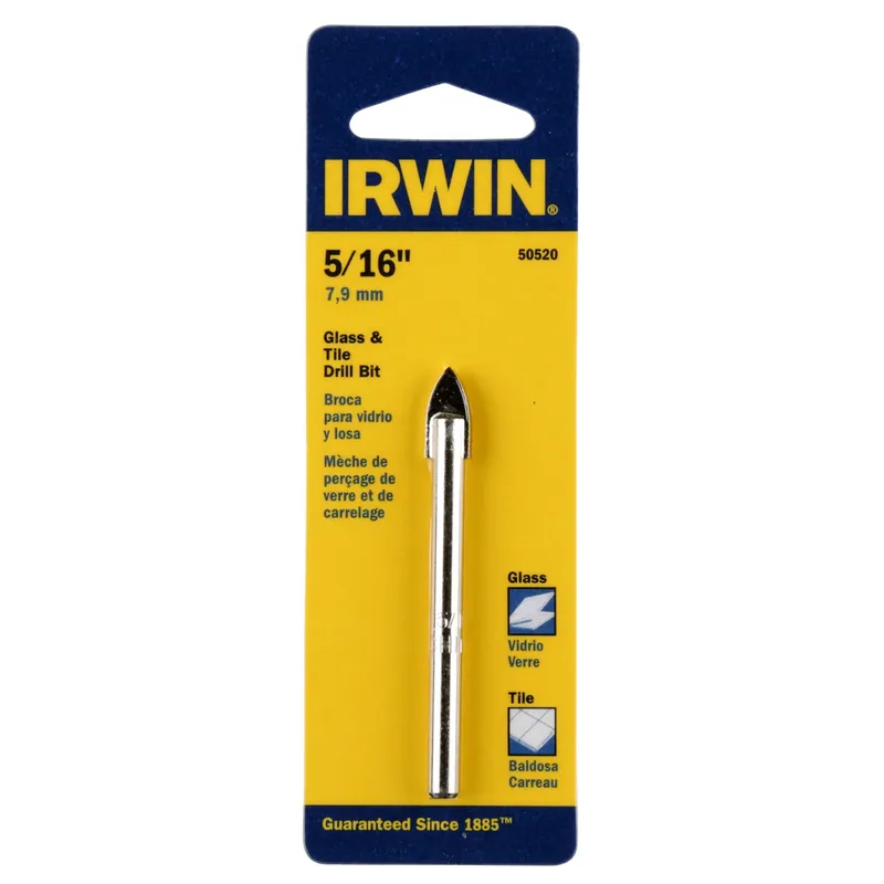 Irwin 5/16 In. X 4 In. L Carbide Tipped Glass/Tile Drill Bit Straight Shank 1 Pk