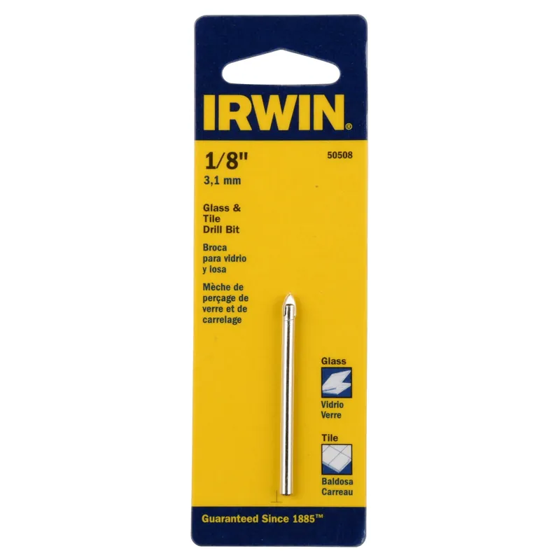 Irwin 1/8 In. X 2.25 In. L Carbide Tipped Glass/Tile Drill Bit Straight Shank 1 Pk