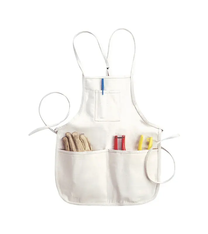 CLC Heavy Duty 4 Pocket Canvas/Cotton Bib Apron White 1 Pk