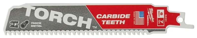 Milwaukee Torch 6 In. Carbide Thick Metal Reciprocating Saw Blade 8 TPI 1 Pk