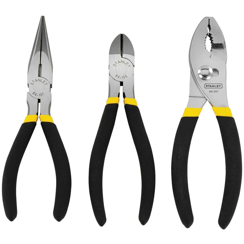 3 Piece Drop Forged Steel Pliers Set 6 Inch Length Black/yellow