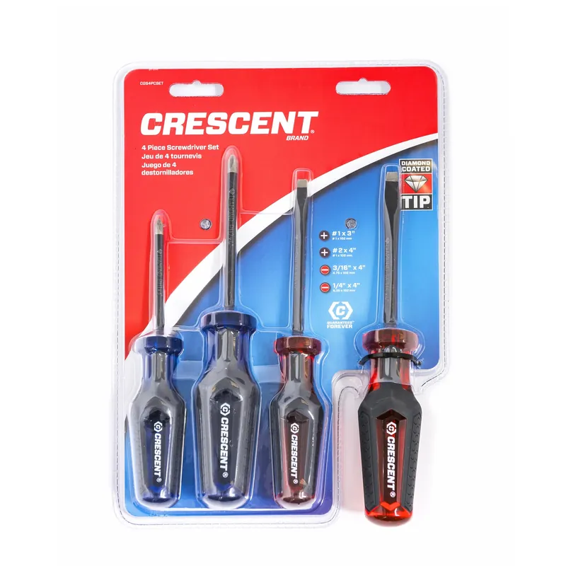 4 Piece Assorted Phillips/slotted Diamond Coated Screwdriver Set