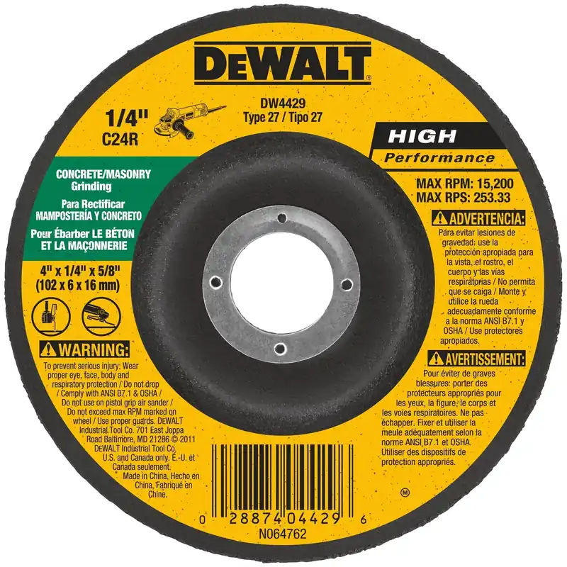 High Performance 4 In. X 1/4 In. X 5/8 In. Masonry Grinding Wheel Dw4429