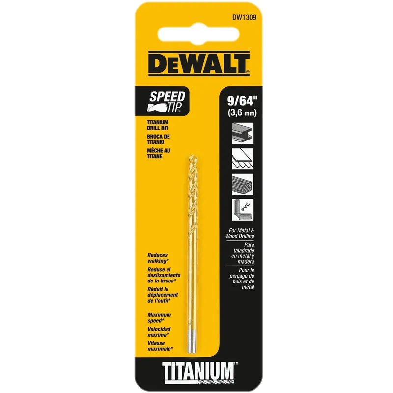 Titanium-Coated Drill Bit, 9/64 In.