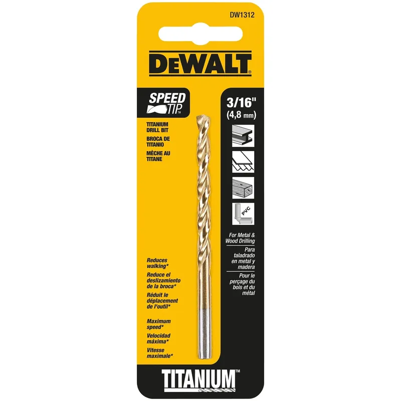 Titanium-Coated Drill Bit, 3/16 In.