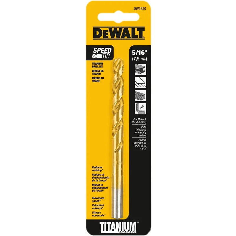 Titanium-Coated Drill Bit, 5/16 In.