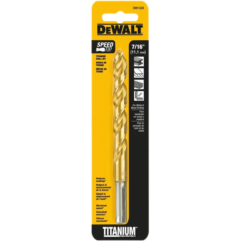 Titanium-Coated Drill Bit, 7/16 In.