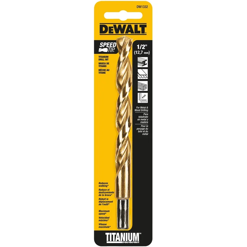 Titanium-Coated Drill Bit, 1/2 In.