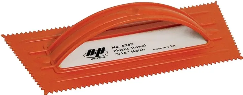 Tile Trowel, Notched, Plastic, 3/16 X 3/16 In.