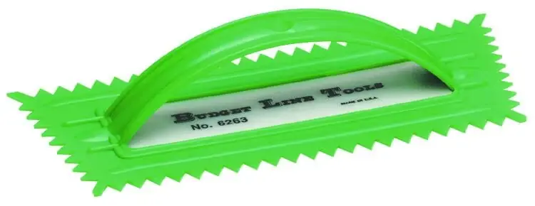 Tile Trowel, Notched, Plastic, 3/8 X 5/16 In.