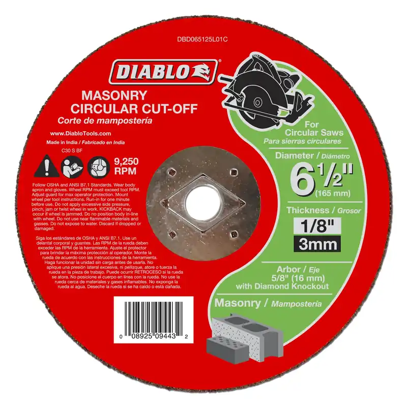 Diablo 6-1/2 In. D X 5/8 In. X 1/8 In. Thick Silicon Carbide Masonry Circular Cut-Off Disc 1 Pk
