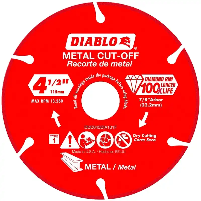 Diablo 4-1/2 In. D X 7/8 In. X 0.039 In. Thick Diamond Metal Cut-Off Wheel