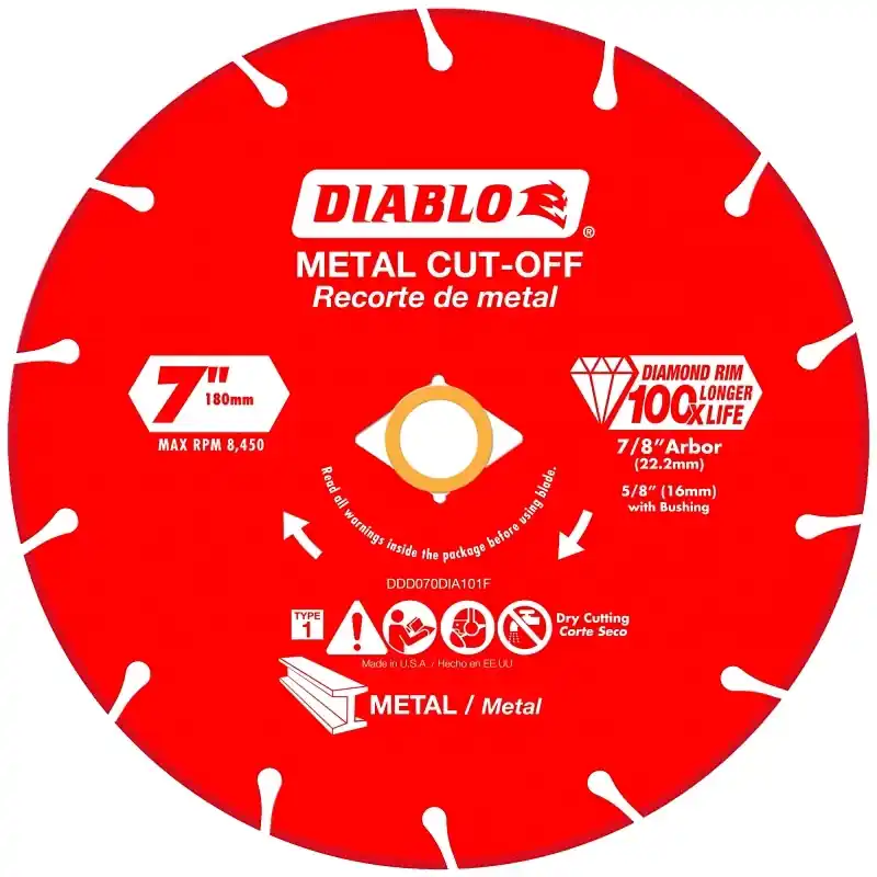 Diablo 7 In. D X 7/8 In. X 0.065 In. Thick Diamond Metal Cut-Off Wheel