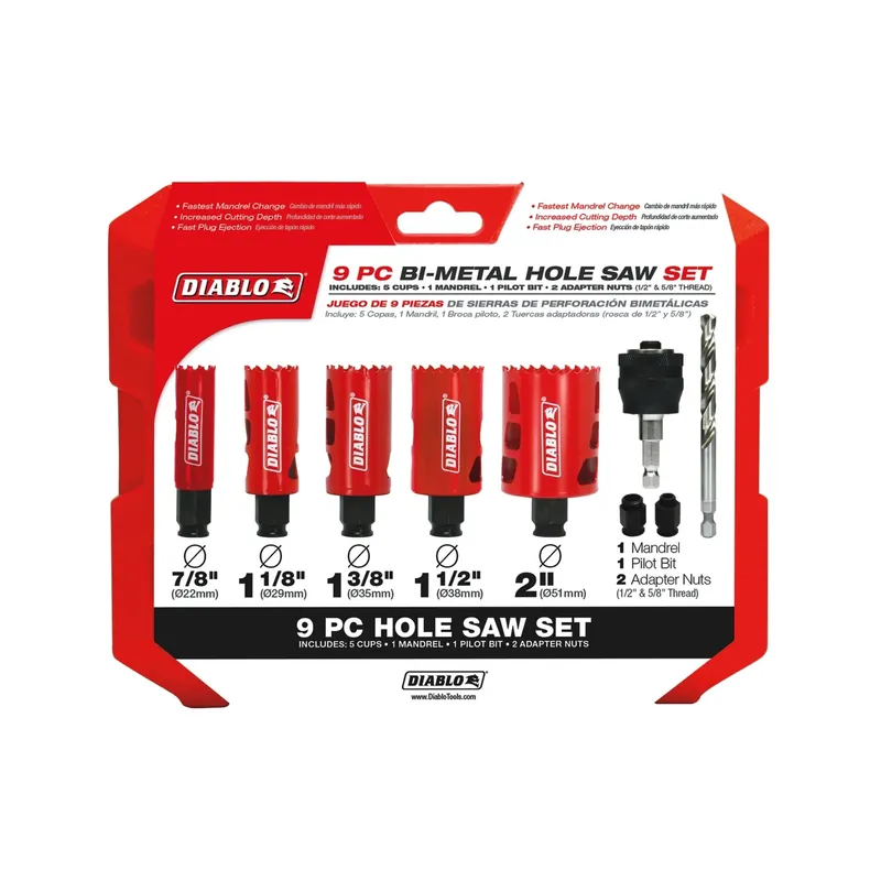 Hole Saw Kit, Bi-Metal, 9-Pc.