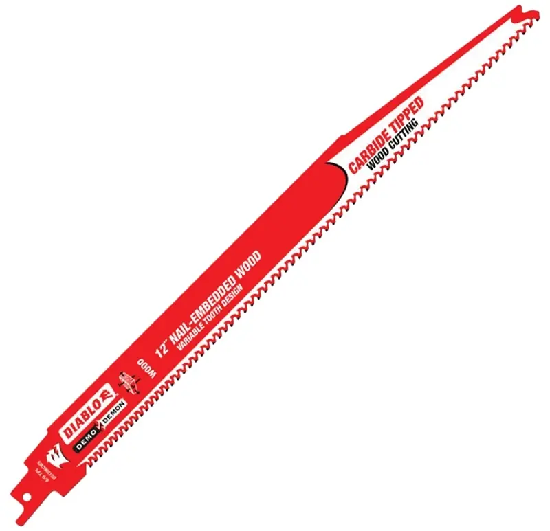 Diablo Demo Demon 12 In. Carbide Tipped Nail-Embedded Wood Reciprocating Saw Blade 5/7 TPI 3 Pk