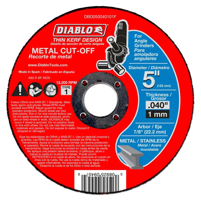 Diablo 5 In. D X 7/8 In. X 0.04 In. Thick Aluminum Oxide Metal Cut-Off Disc 1 Pk