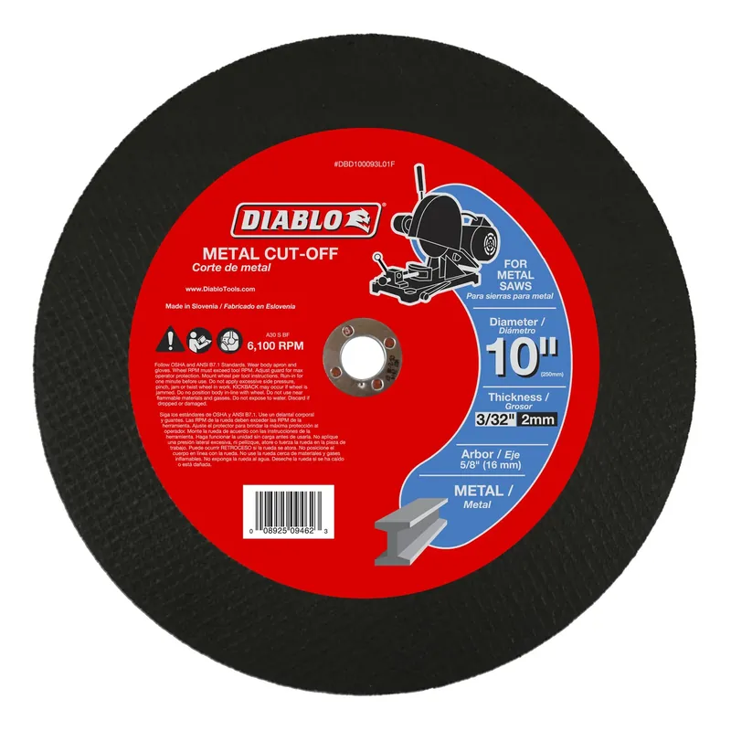 Diablo 10 In. D X 5/8 In. X 3/32 In. Thick Aluminum Oxide Metal Cut-Off Disc 1 Pk